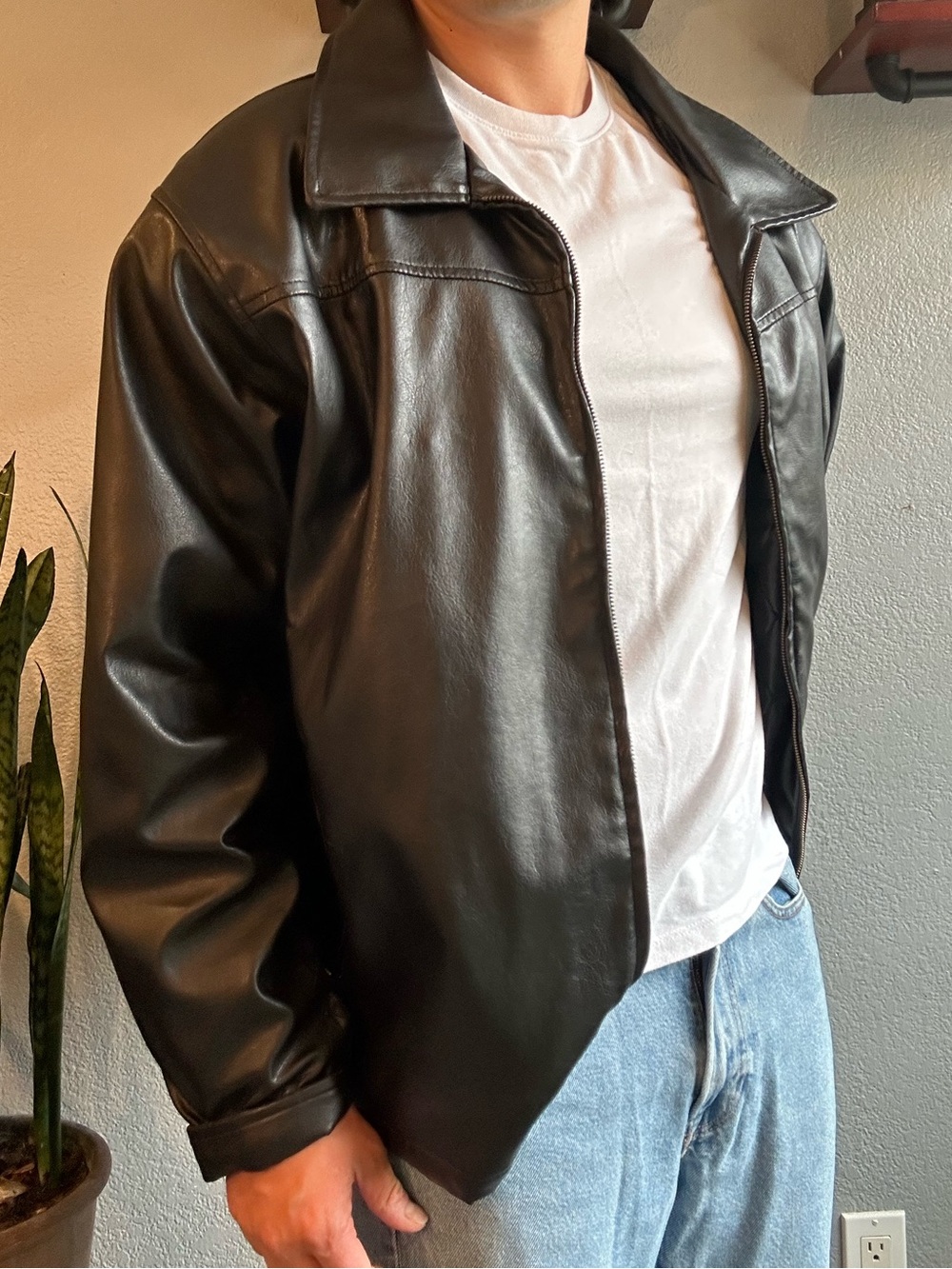 Brave Soul Black Faux Leather Bomber Jacket
